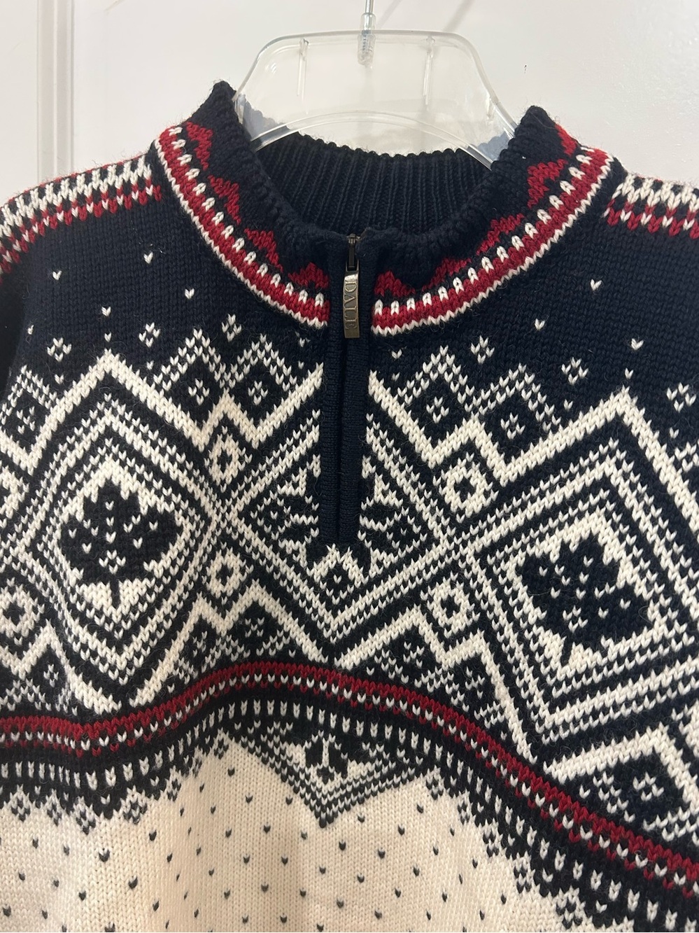 Dale of Norway Black, Cream & Red Nordic Zip Sweater - Picture 4 of 9